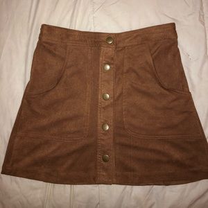 brown button up skirt with pockets